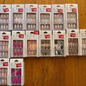 ICING Faux Nails - Lot of 15 Sets x 24 Nails Glue Included - Vegan - NEW in Box